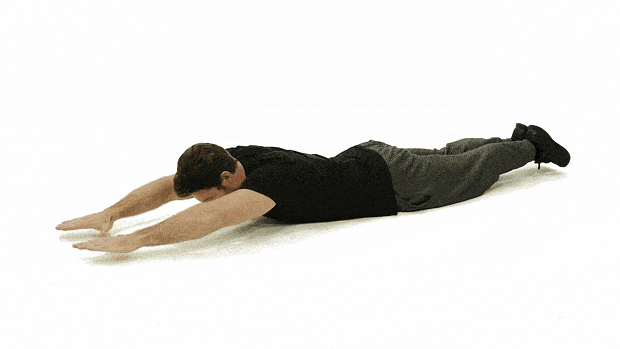 Man doing Reverse Snow Angels