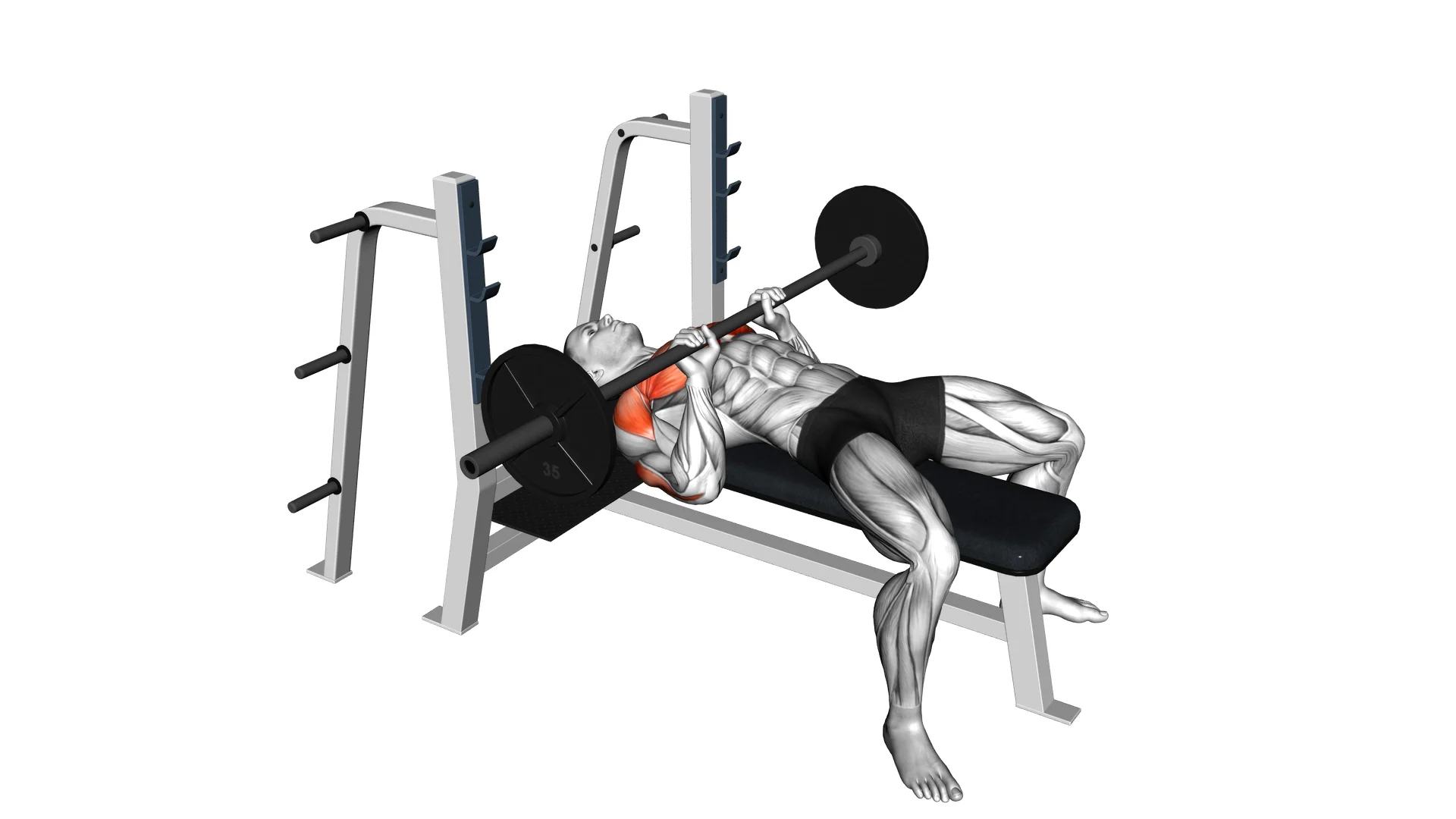 Man doing Close-Grip Bench Press (Illustration)