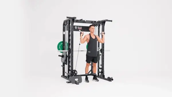 Man doing Cable Arnold Press