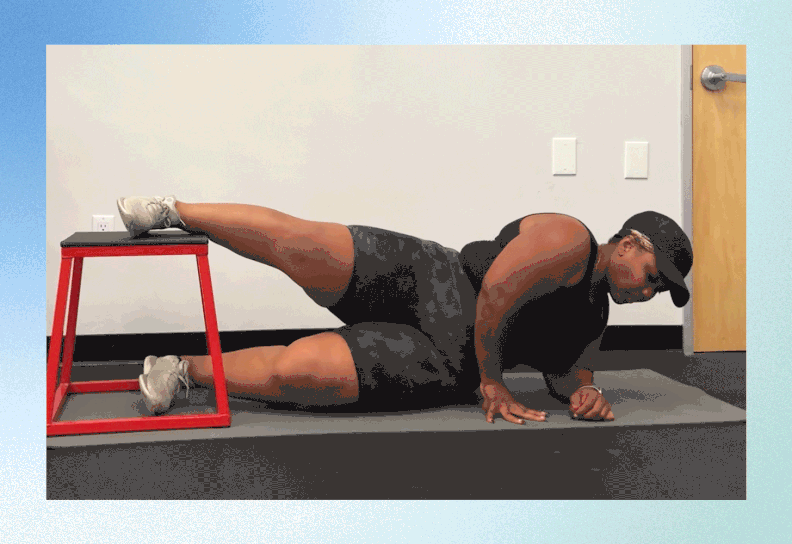 Man doing Copenhagen Plank on Bench