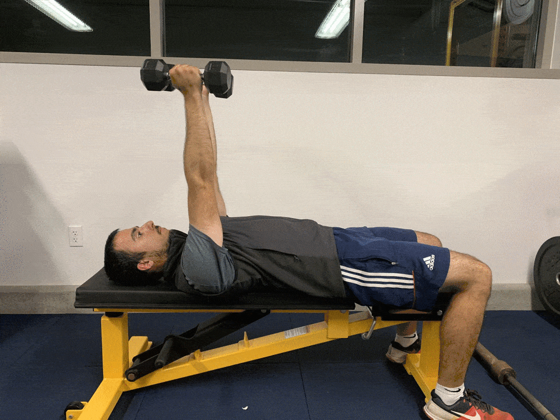 Man doing Dumbbell Skull Crushers