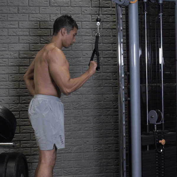 Man doing Single-Arm Cable Pushdown