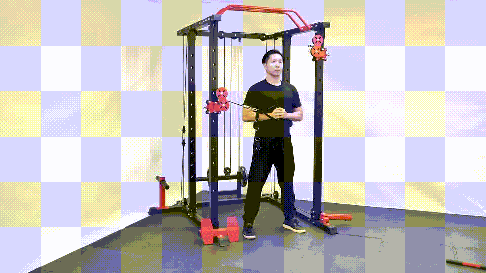 Man doing Standing Cable Pallof Press