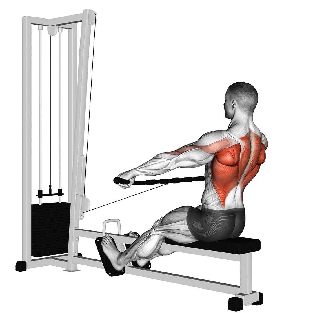 Man doing Wide-Grip Cable Row