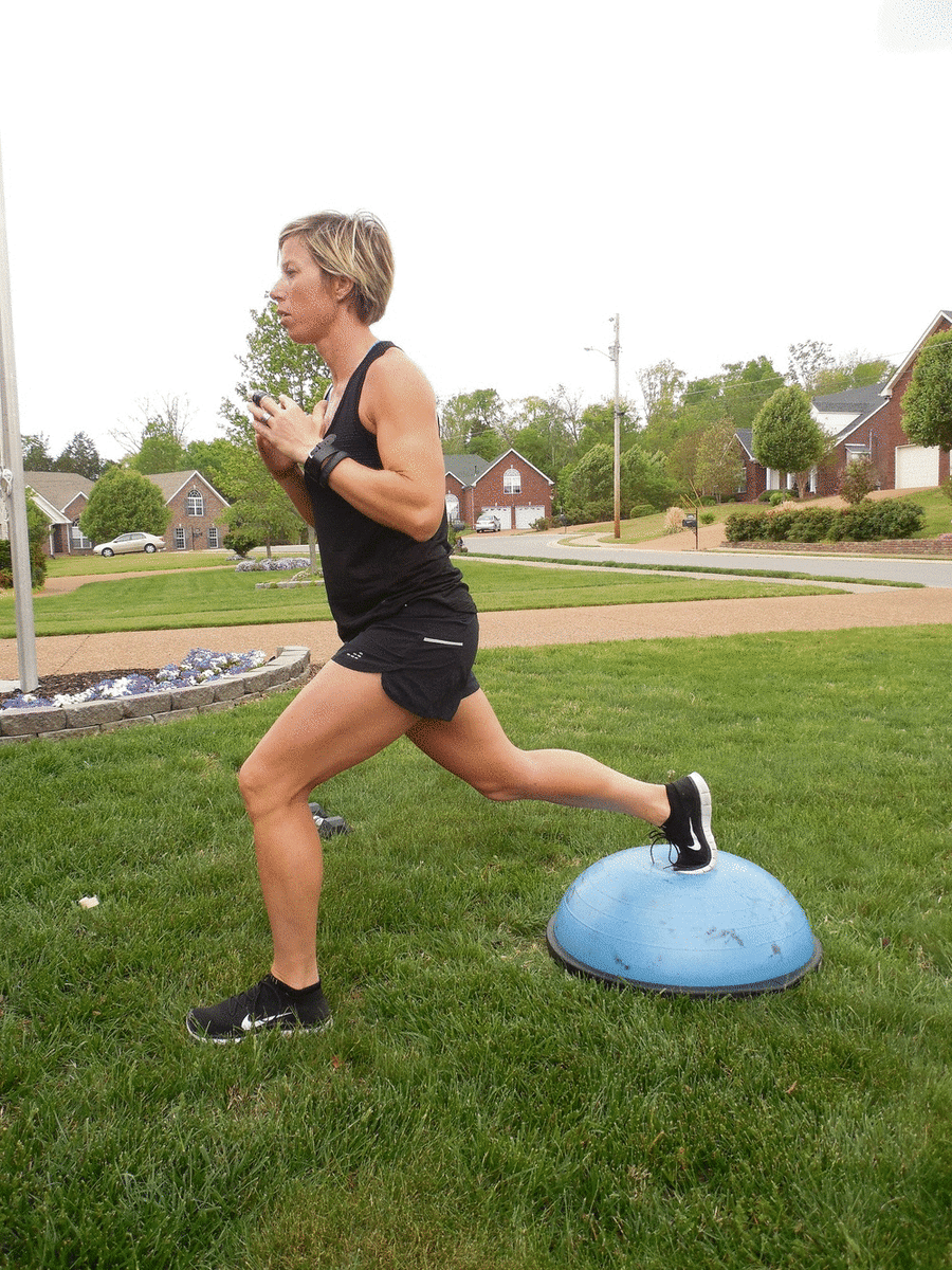 Woman doing BOSU Ball Split Squat Pulse