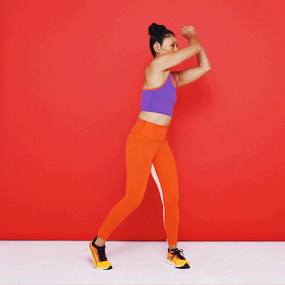 Woman doing Barbell Standing Woodchopper