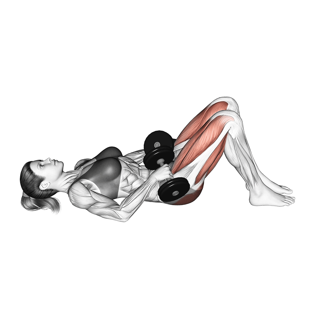 Woman doing Dumbbell Glute Bridge March