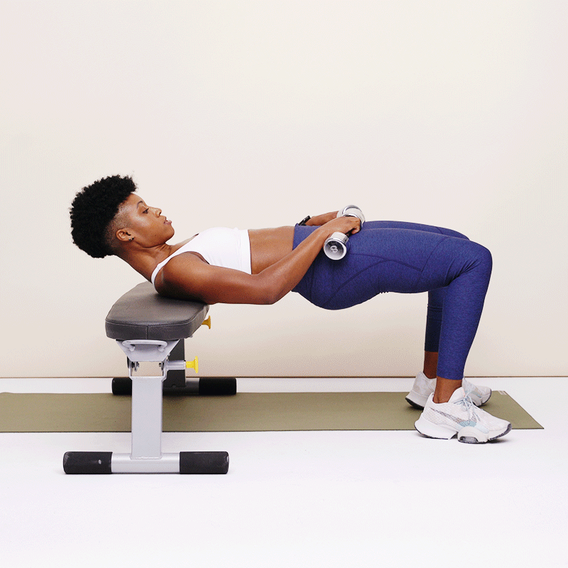 Woman doing Dumbbell Hip Thrust