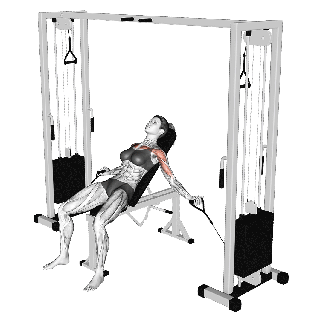 Woman doing Incline Cable Crossover