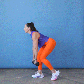 Woman doing Kettlebell Kickstand Deadlift