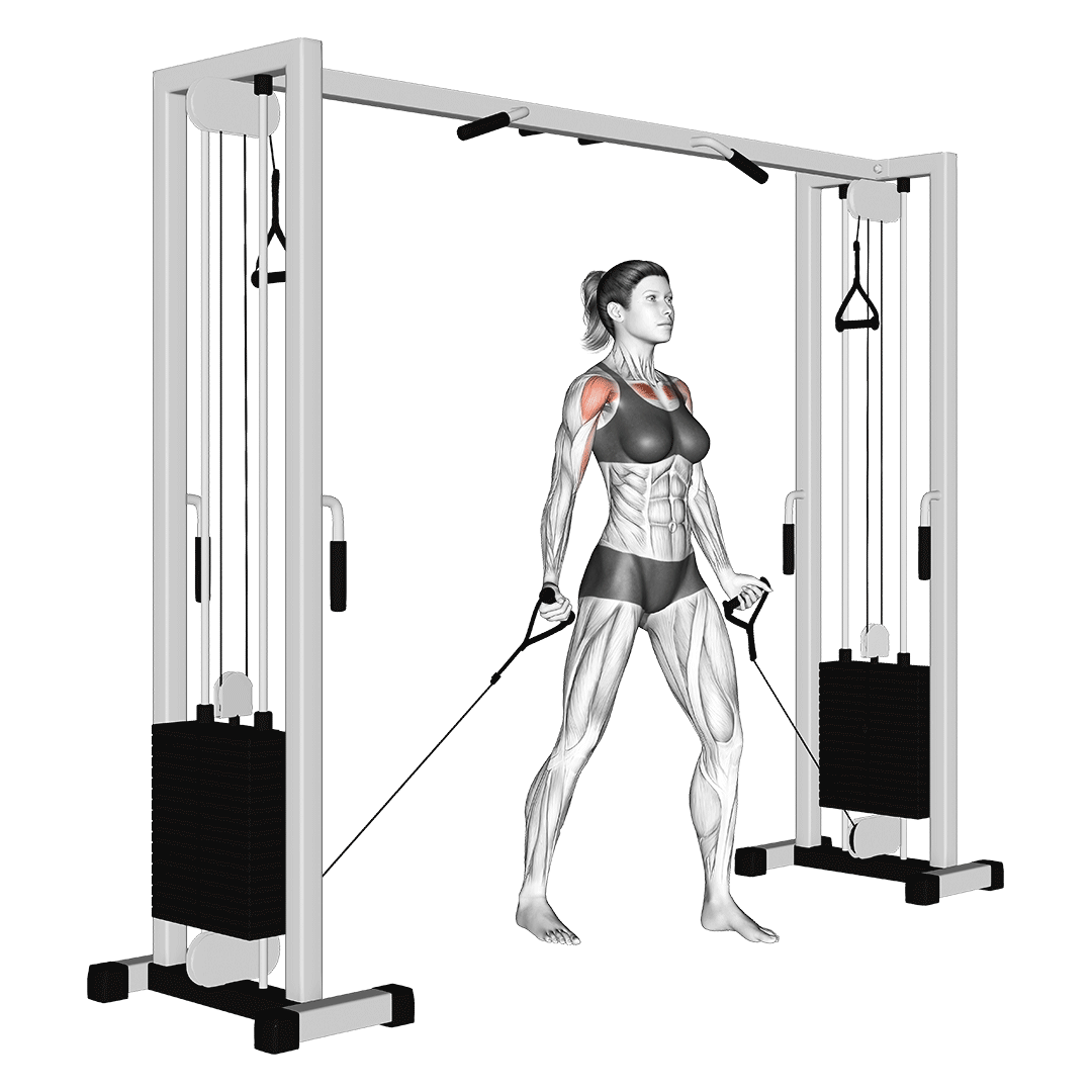 Woman doing Low-to-High Cable Fly