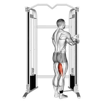 Man is doing Standing Banded Leg Curls
