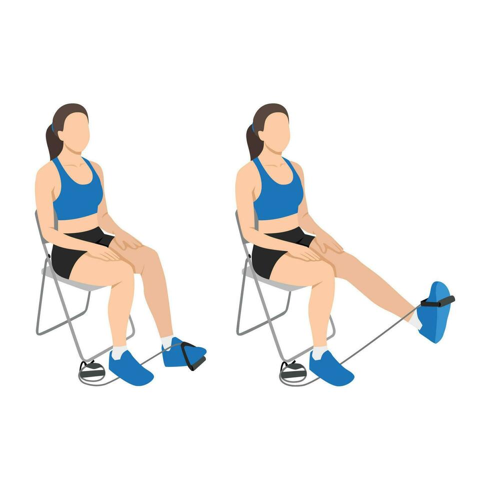 Woman is doing Banded Seated Leg Curl